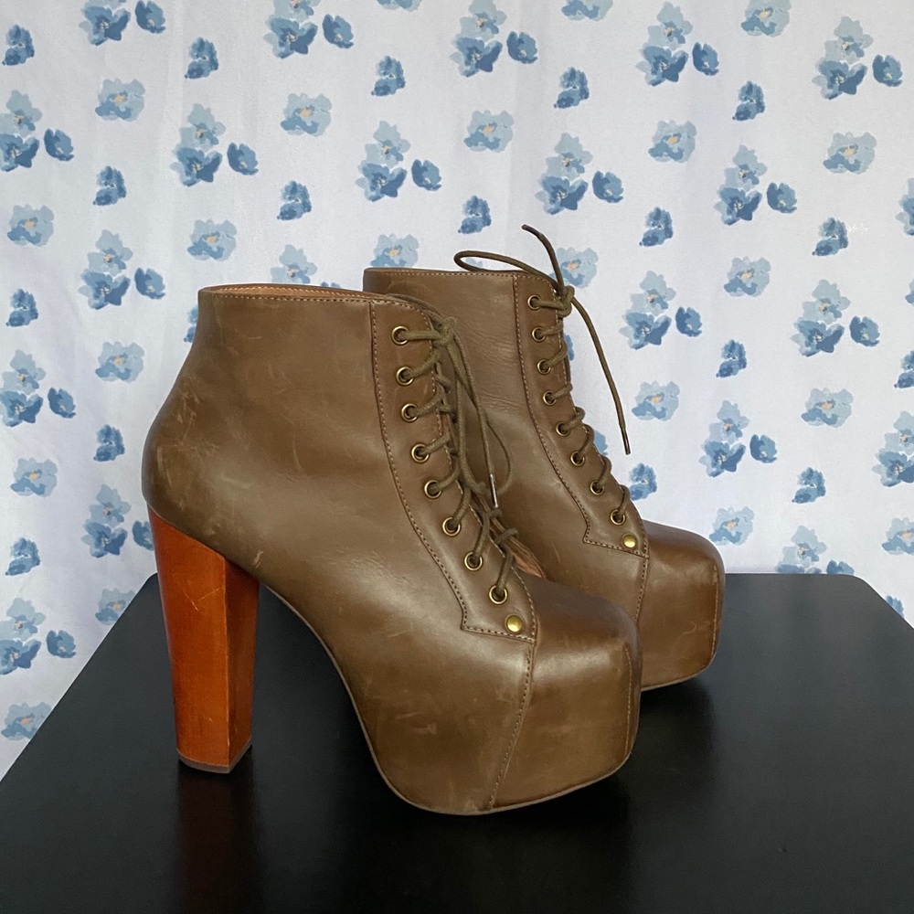 Jeffrey Campbell Brown Leather Lita Platform Boot!
